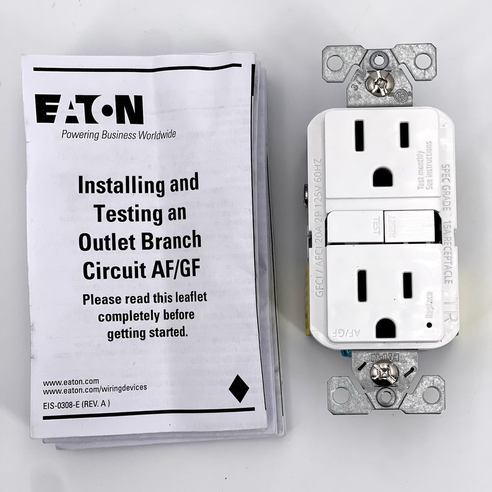 Eaton TRSGF15SG-BX-LW 15-Amp Decorator Outlet GFCI Residential, White